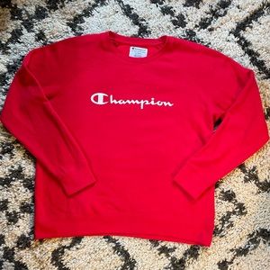Champion® Women's Powerblend Classic Script Crew Neck Sweatshirt - XL, Red